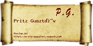 Pritz Gusztáv névjegykártya